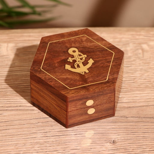 Шкатулка «Якорь», 8.5×7.5×3.5 см, дерево шишам