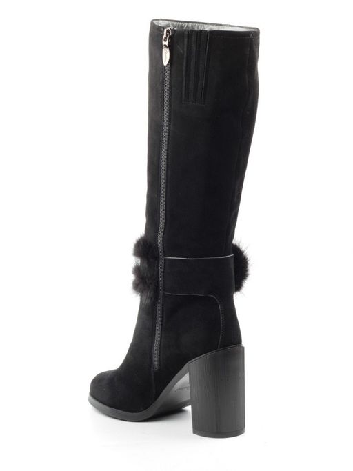 02-1686-1461MB-1 BLACK Сапоги женские (натуральная замша, натуральный мех (еврозима)) - Фабричный китай фото 7