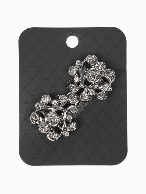 Зажим для кардигана "Ажур", завитки, цвет белый в серебре