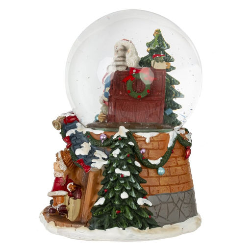 Фигурка декоративная "Дед Мороз" в стекл шаре (муз, вьюга, ААх3,н/п), D 9.5 см, L12 W12 H16 см