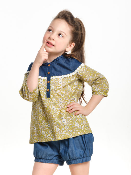 Рубашка для девочки UD 1850 хаки - Mini maxi фото 2