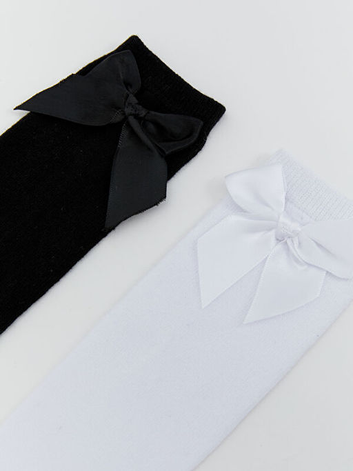 Fiyonk Detayl? K?z ?ocuk Diz Alt? ?orap 2li