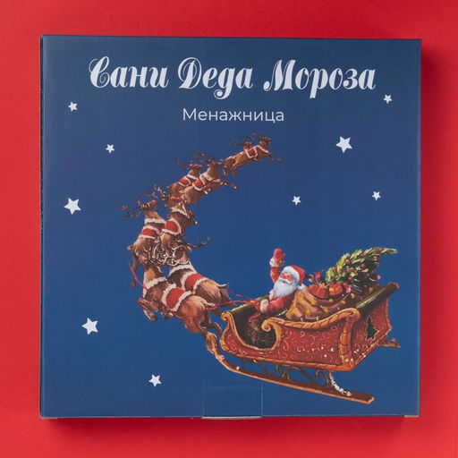 Менажница новогодняя Доляна Сани Деда Мороза, 5 ячеек, 25.5?3.1 см, доломит, белая