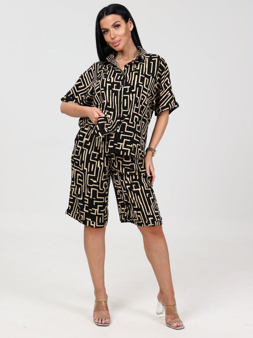 577 ЖЕНСКИЙ КОСТЮМ (шорты) (Черный с бежевым) - А-дина фото 3