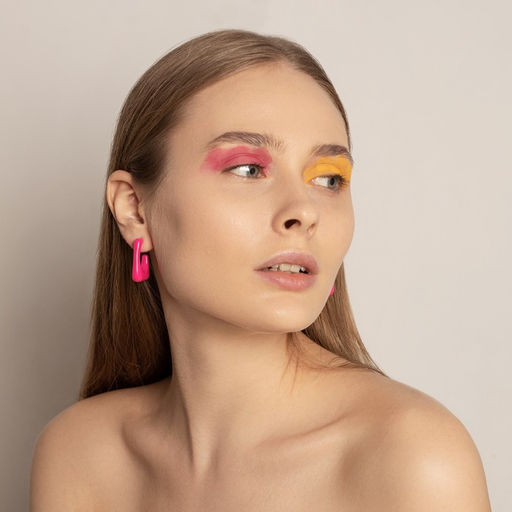 Серьги акрил Тренд рамка, цвет ярко-малиновый - Queen fair фото 3