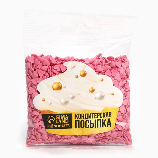 Цена за 2 шт. Кондитерская посыпка для десертов мягкая «Сердце»: розовая, 50 г