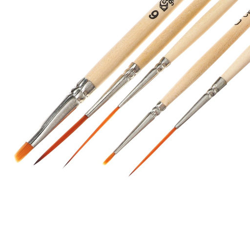 Набор кистей Синтетика, 5 штук Calligrata (Лайнеры №: 0,1,2; наклонная №6, кругл №0), пакет