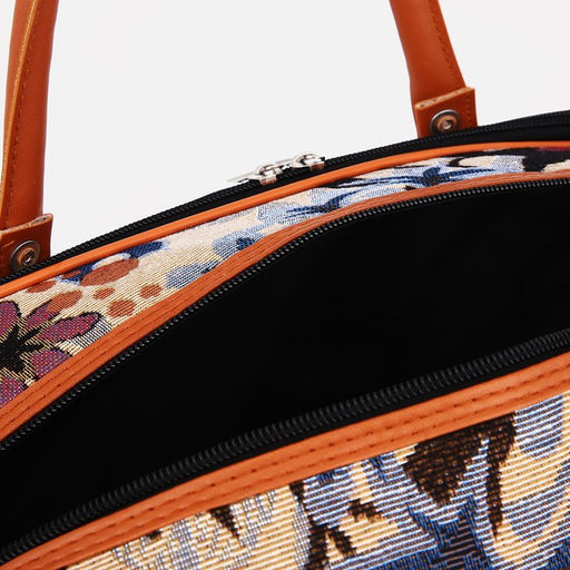 Сумка дорожная, 2 отдела на молниях, длинный ремень, цвет рыжий/разноцветный - Simaland фото 4