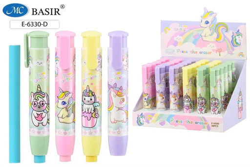 Цена за 2 шт. Ластик - карандаш "Единорог" (E-6330D) цветной корпус с рисунком