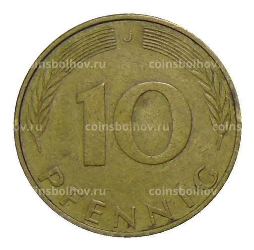 Монета 10 пфеннигов 1971 года J Германия