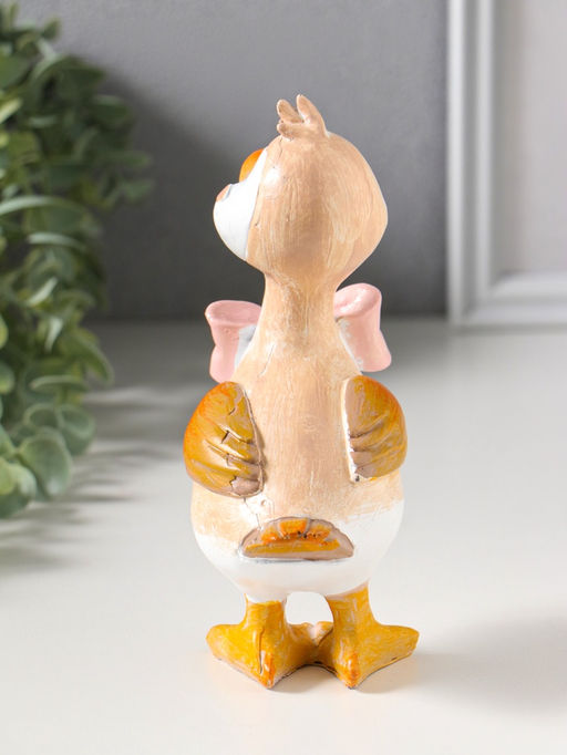 Сувенир полистоун "Утёнок в розовом бантике в горошек" 9,5х6,5х17 см