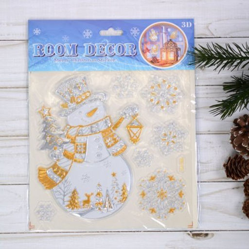 Наклейка новогодняя 24х19 Снеговик / 610-183 /уп 12/300/ - Галеонтрейд фото 2