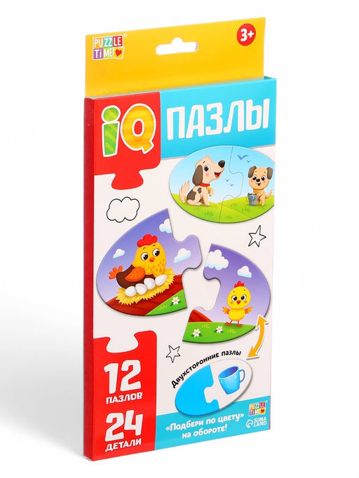 Парные IQ - пазлы «Мамы и малыши», 12 пазлов, 24 детали