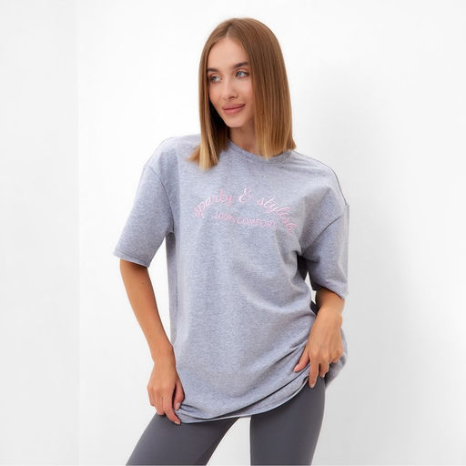Футболка женская MINAKU FIT: SPORTY & STYLISH, светло-серая, размер 48 фото 28