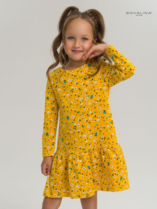Платье Алиса дл/р цветы на горчице - Sovalina фото 7