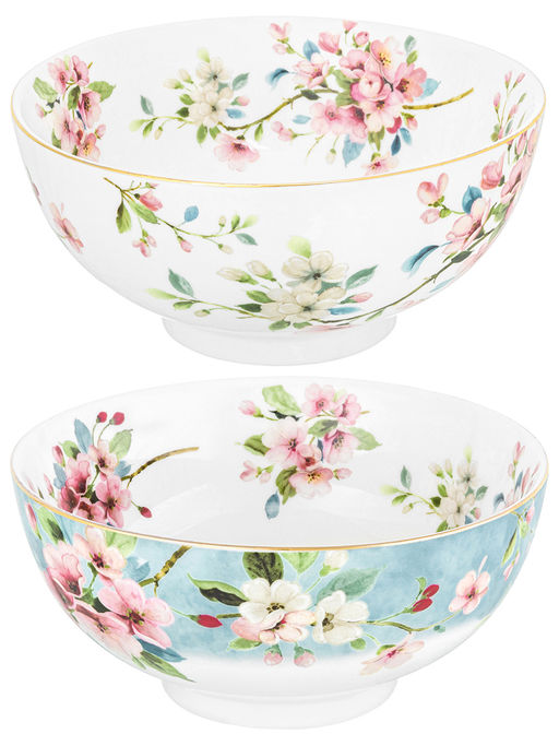 Набор салатников 2 пр. 600 мл 15*15*7 см Яблоневый цвет на голубом + Яблоневый цвет на белом - Elan gallery фото 6