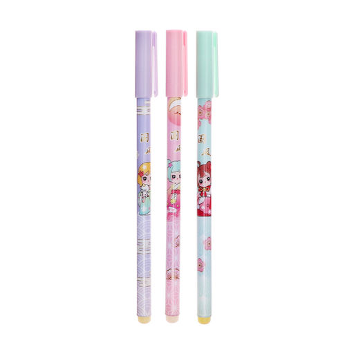 Цена за 12 шт. Ручка гелевая 0.35 мм, синий, корпус МИКС, со стираемыми чернилами Девочка/Зайка