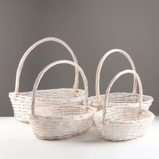 Набор корзин плетёных из 4 шт., 55×44xH17/52; 48×39xH15/46; 42×32xH13/40; 35×27xH12/35 см, ива