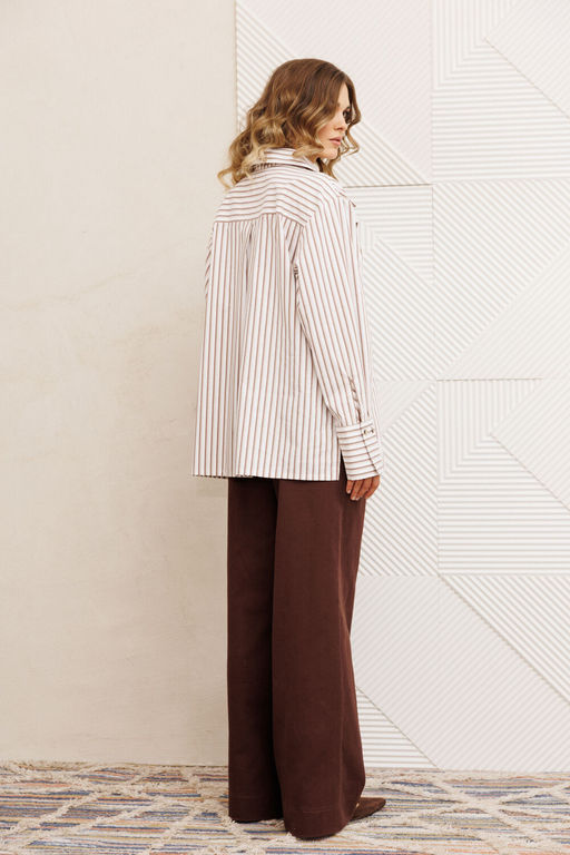 Костюм Gizart 5443 бело коричневый, шоколад джинс  фото 3