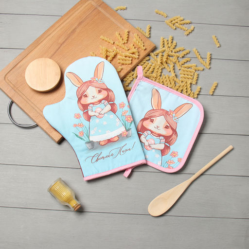 Набор кух. Этель Светлая пасха варежка-прихватка 20х28см, прихватка 19х19см,100% хл  фото 7