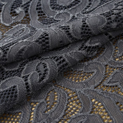 Кружевная эластичная ткань, 175 мм, 2.7±0.5 м, графитовая