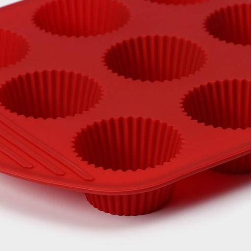 Форма для выпечки Доляна Сладости. Круг реб, силикон, 26.5?21.5?3 см, 9 ячеек (5.5?3 см), коричневая  фото 5