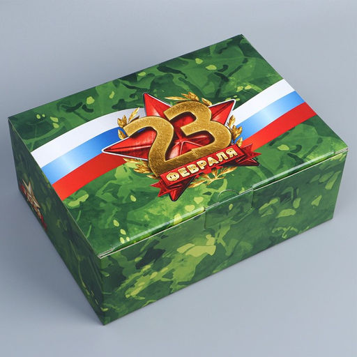 Цена за 2 шт. Коробка подарочная сборная, упаковка, «23 февраля», 26×19×10 см