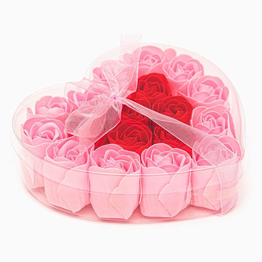 Набор в форме сердца, нежных 18 красно-розовых мыльных роз - SB BEAUTY фото 2