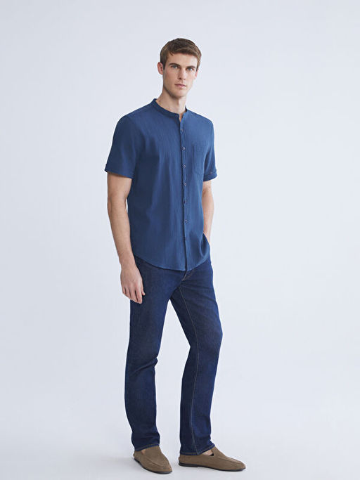 Regular Fit Hakim Yaka K?sa Kollu Erkek G?mlek