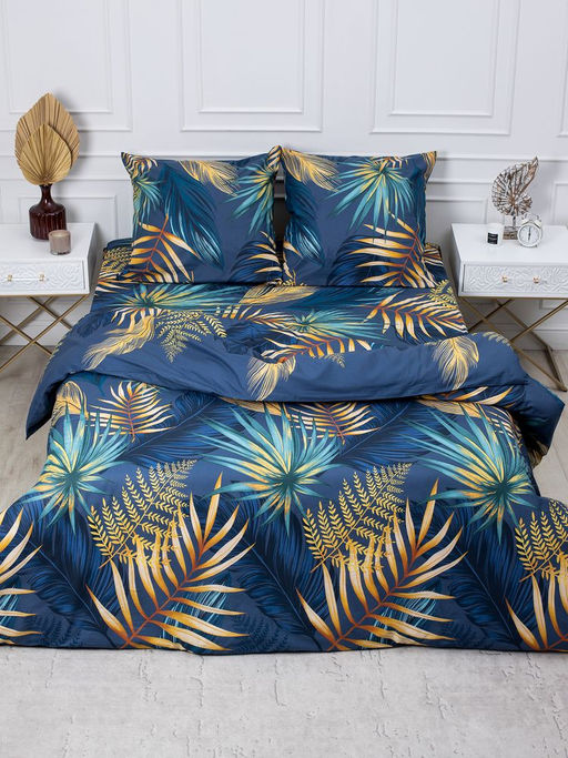 Простыня на резинке 200*200 см, перкаль, борт 25 см (Мира, синий) - Ивановотекстиль фото 3