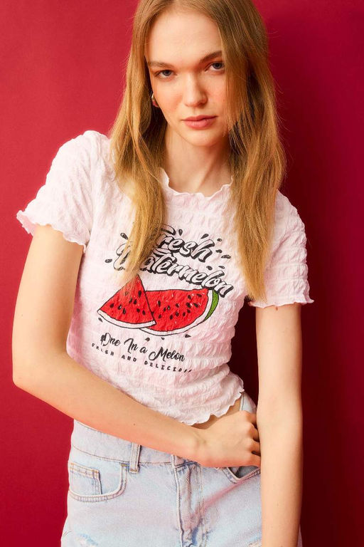 Крутая футболка с короткими рукавами и круглым вырезом с принтом Bubble - Defacto фото 4