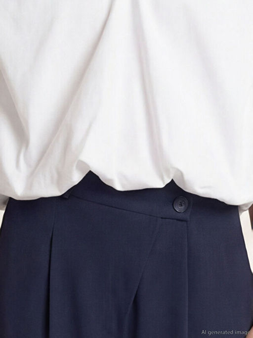 V Yaka B?zg?l? Poplin Bluz