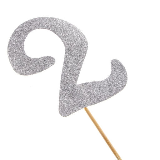 Цена за 10 шт. Топпер в торт 2, цвет серебро