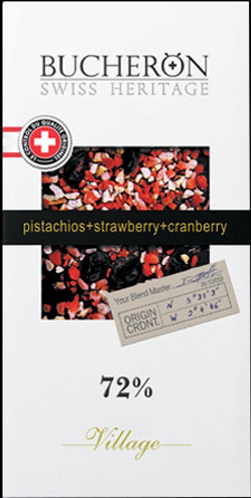 BUCHERON. Village. Горький с клюквой, фисташкой и клубникой 85 гр. карт.пачка