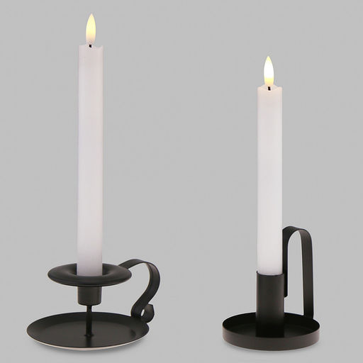 Свеча столовая, восковая, светодиодная на батарейках "Столовая" д2,2см h22,3(25)см, свет теплый, с мерцанием, цвет белый, питание от 2-х батареек ААА (в комплект не входят), 2 штуки в ПВХ коробке (Китай)