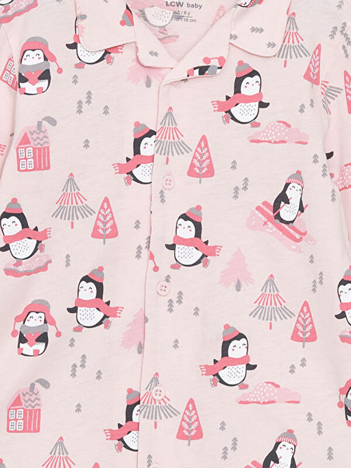 Polo Yaka Bask?l? K?z Bebek Pijama Tak?m? - Waikiki фото 3