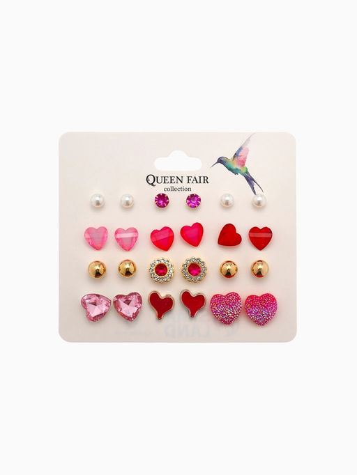 Серьги пусеты 12 пар «Сердечки» свидание, миксы