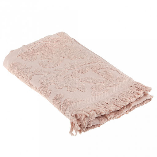 Полотенце махровое "Вензель" 70х140см, хлопок 100%, с бахромой, пыльная роза (Китай)
