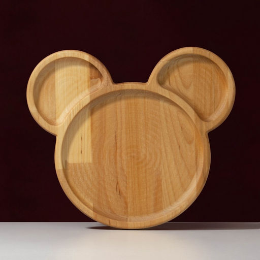 Менажница Adelica «Микки», 3 секции, 25×23×1.8 см, пропитана минеральным маслом, в подарочной коробке, дерево берёза