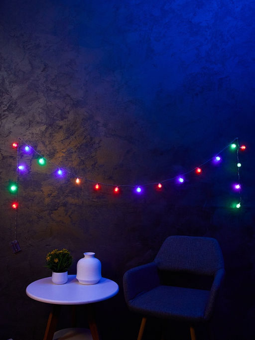 Гирлянда Нить 3 м с насадками Ёжики, IP20, прозрачная нить, 20 LED, батарейки AAх3 (нет в комплекте), свечение мульти - Luazon lighting фото 4