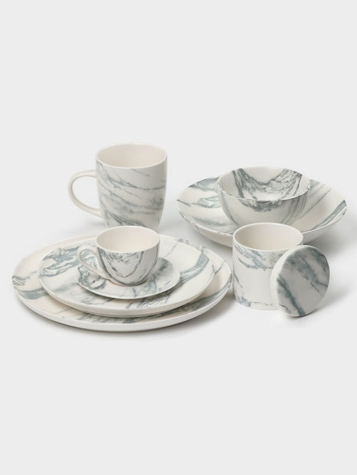 Кружки Magistro Real Marble, 400 мл, набор 2 шт., фарфор, белые