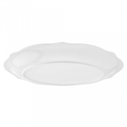 "Русь" Блюдо овальное фарфоровое 307х225х29мм, белый, рельефный декор, волнистый край (Китай)