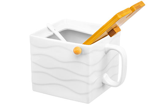 Банка д/сыпучих продуктов с бамбуковой крышкой 1000 мл 16,5*15*12 см Айсберг волны + ложка - Elan gallery фото 5