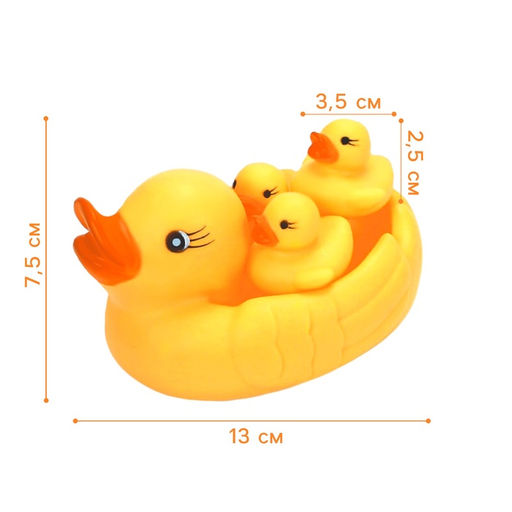 Резиновые игрушки для ванны «Мыльница: Утки», 13 см, с пищалкой, в наборе 4 шт.