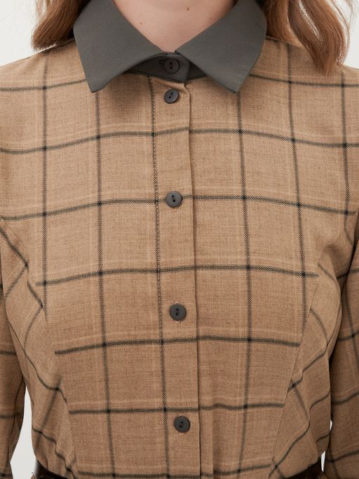 Платье с контрастным воротником и поясом - Tantino фото 4