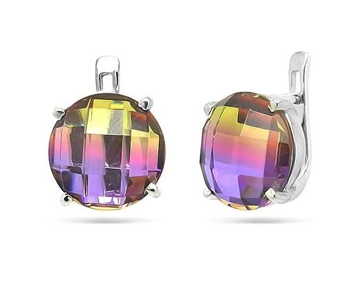 Серьги из серебра аметрин выращ., Ю-200М49