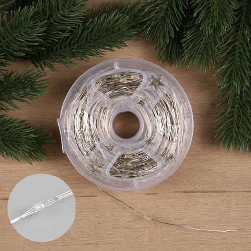 Гирлянда Нить 100 м роса, IP44, серебристая нить, 1000 LED, свечение мульти, 18 В - Luazon lighting фото 2