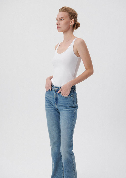 Beyaz Basic Stretch Atlet - Mavi фото 2