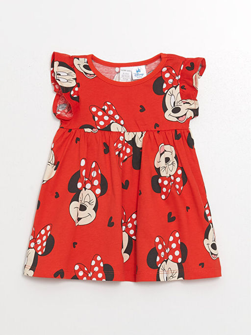Bisiklet Yaka Kolsuz Minnie Mouse Bask?l? K?z Bebek Elbise 2li - Waikiki фото 2
