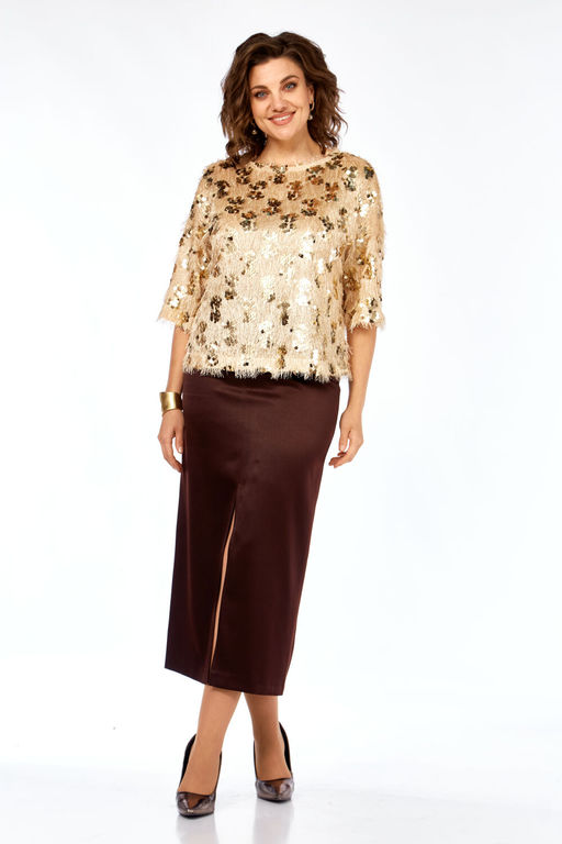 Костюм Olga Style Л433 золото-коричневый - Romanovich style фото 4